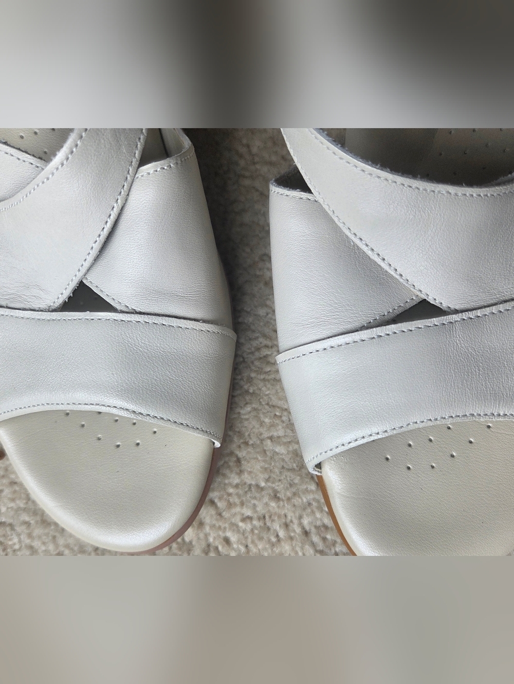 SAS Caress Bone White Cross Strap Wedge Leather Sandal Size 11 USA - Picture 4 of 9